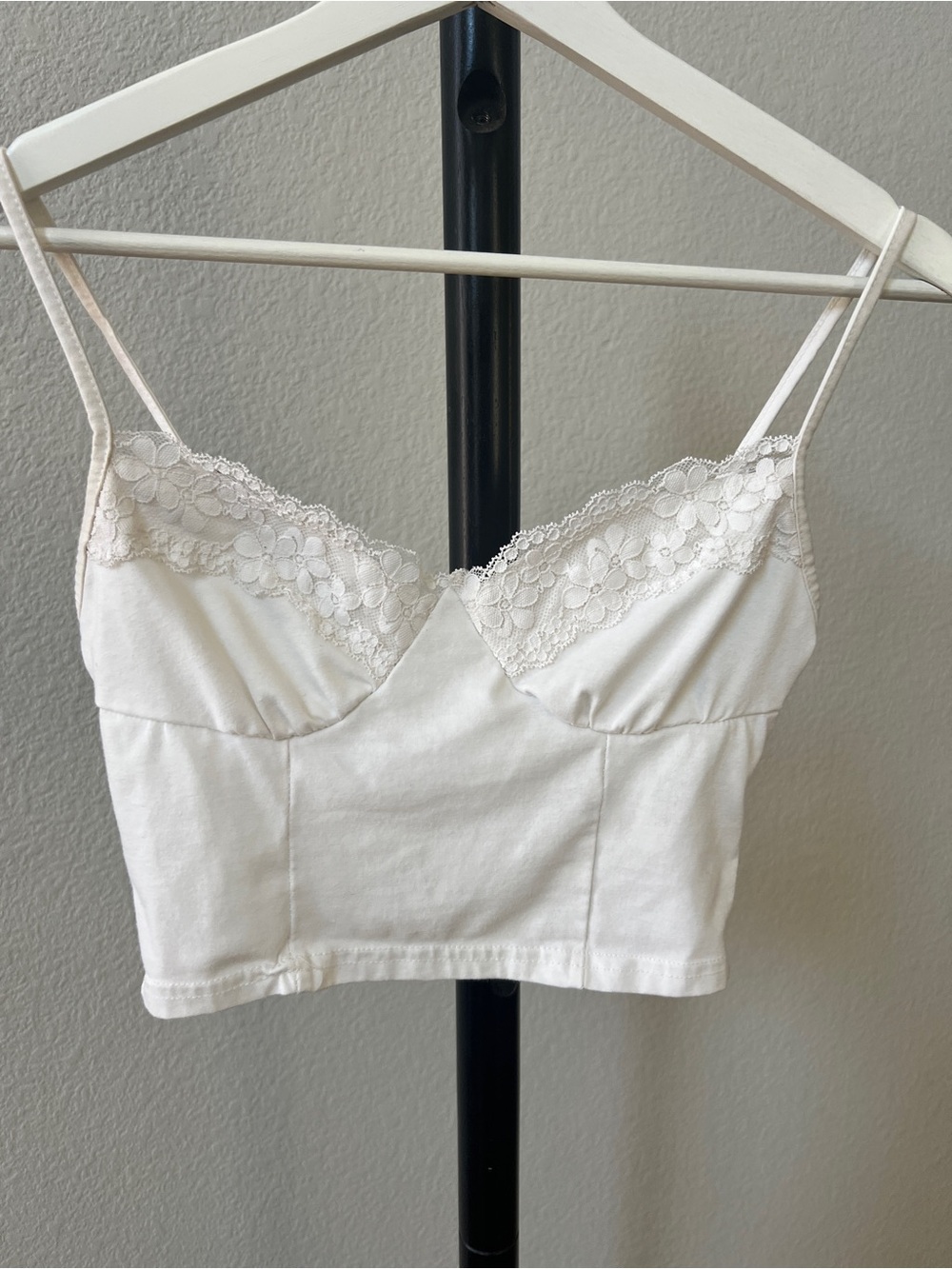 Feminine fairy dainty White Lace-Trim cami Bralette